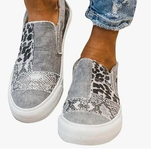 Womens Leopard Design Casual Low Top Canvas Shoes